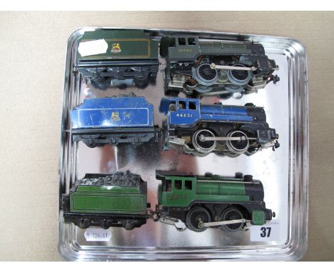 Three Trix T.T.R Freelance 0-4-0 Steam Locomotives and Four Wheel Tenders, three rail unboxed, BR Express blue, R/No. 46231, 