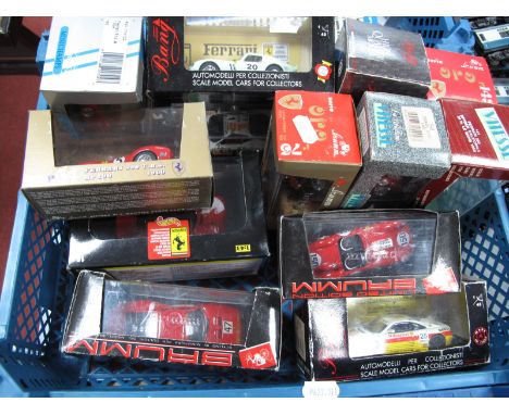 Thirteen 1:43rd Scale Diecast Model Ferraris, by Brumm, Minichamps, Vitesse, Bang and other including Minichamps Ferrari 512 