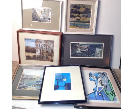 A mixed lot of pictures to include 4 prints after Hugh Brandon Cox, John Knapp Fisher limited edition print, John Victor Emms