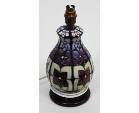 A contemporary Moorcroft Violets lamp base, height 28cm. Condition - good, no chips, cracks nor any restoration, minor wear.