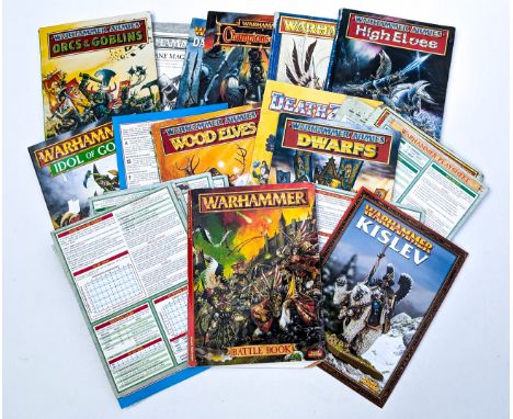This is a lot of ARMY BOOKS etc published by GAMES WORKSHOP in the 1990's.