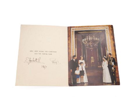 HM Queen Elizabeth II and HRH the Duke of Edinburgh, 1967 Christmas card with two gilt cyphers to front, tipped-in colour pri