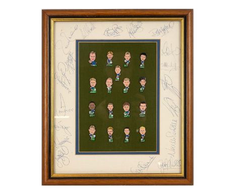 Signed Everton football pins,&nbsp;created to commemorate the 1995 FA cup final 17 pins and 18 signatures. Framed and Glazed 