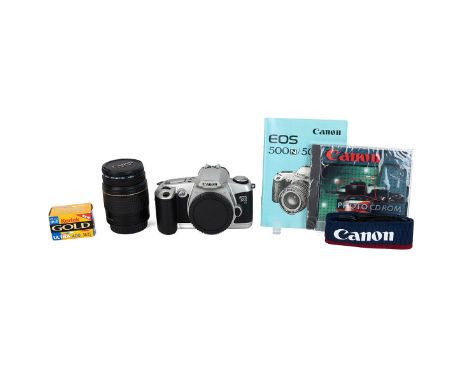 Boxed Canon EOS 500N Photokit. Consists of Camera Body, 28-80mm Lens, Bag, strap cd rom, manual, 2 unopened rolls of film.