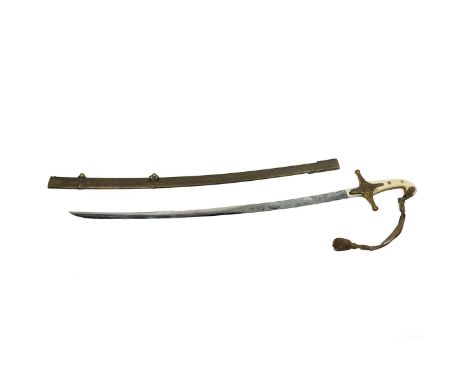 General Officers' 1831 pattern mameluke sword with curved 75cm steel blade with Edward 7th cypher, crossed sword and baton, e