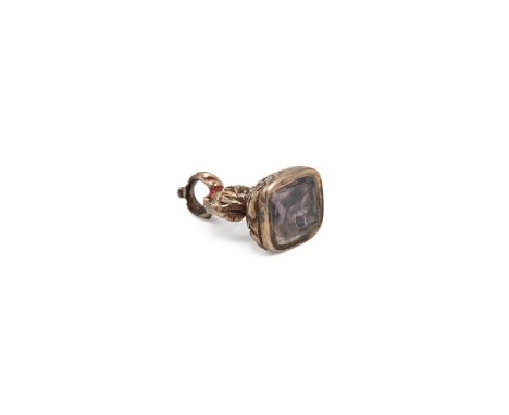 Miniature yellow metal fob watch seal with crystal intaglio engraved with a horse.