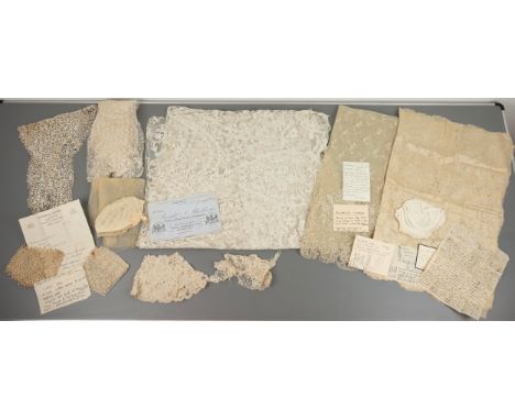 Quantity of early 19th century and later lace veils, flounces, christening caps etc. From the family of Cunninghame Graham of