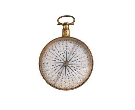 Naval Interest- 19th Century gilt brass 32 point naval pocket compass by Abraham &amp; Co of Glasgow. Circa 1840. Owned by Ad