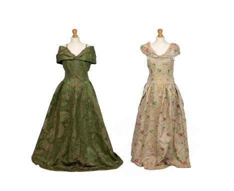 Two 18th Century style dresses from the Cunninghame Graham (of Gartmore) family, worn by Jean Cunninghame Graham (later Lady 