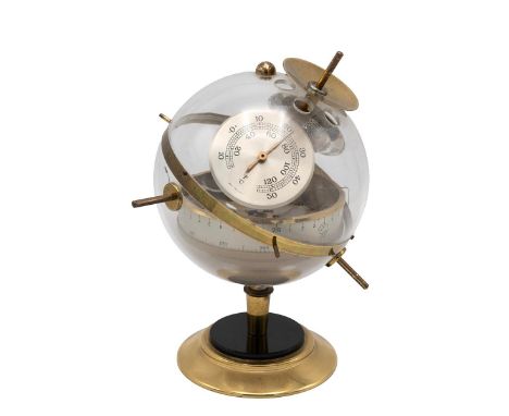 German Sputnik weather station &amp; barometer which displays the atmospheric pressure, a thermometer displays the temperatur