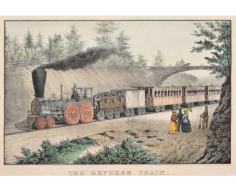 CURRIER and IVES, publishersThe Express Train, n.d. (G. 1947). Small format lithograph with hand coloring, on wove paper, mat