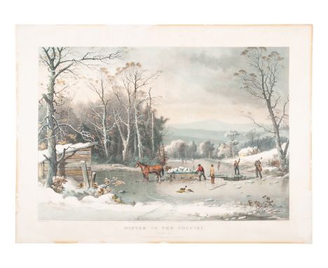 CURRIER and IVES, publishers -- After George H. DurrieWinter in the Country. Getting Ice, 1864. (G. 7274). Large format litho