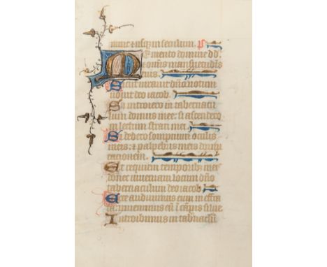 [MANUSCRIPT LEAF -- PSALTER]. One leaf on vellum, in Latin. [England], ca 1420-1440.Written in Gothic script, single column, 