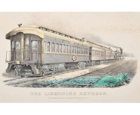 CURRIER and IVES, publishersThe Lightning Express, n.d. (G. 3801). Small format lithograph with hand coloring, on wove paper,