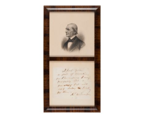 EMERSON, Ralph Waldo (1803-1882). Autograph note signed ("R. W. Emerson") to an unnamed recipient, n.d.1 page, 100 x 124 mm, 