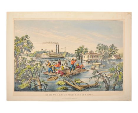 CURRIER and IVES, publishers -- After Frances F. Palmer"High Water" in the Mississippi, 1868. (G. 3057). Large format lithogr