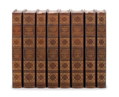 SHELLEY, Percy Bysshe (1792-1822). The Poetical Works. Cambridge, MA: The Riverside Press, 1892.4 volumes in 8, 8vo. Portrait