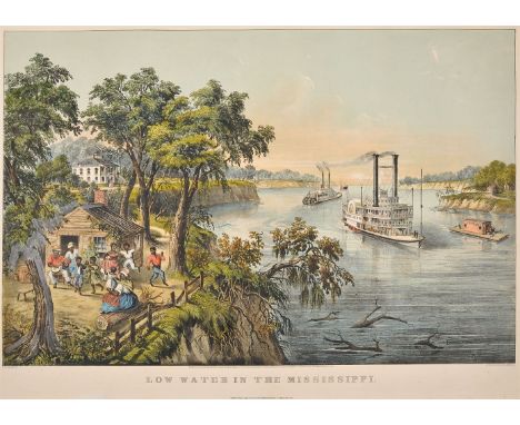 CURRIER and IVES, publishers -- After Frances F. PalmerLow Water in the Mississippi, 1868. (G. 4149). Large format lithograph