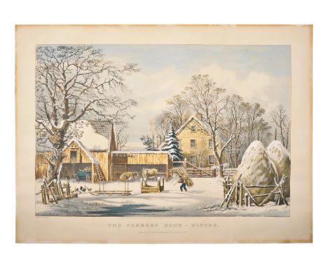 CURRIER and IVES, publishers -- After George H. DurrieThe Farmers Home - Winter, 1863. (G. 2048). Large format lithograph wit