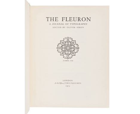 [FLEURON]. SIMON, Oliver and Stanley MORISON, editors. The Fleuron: A Journal of Typography. Vols.I-IV: London: The Fleuron, 
