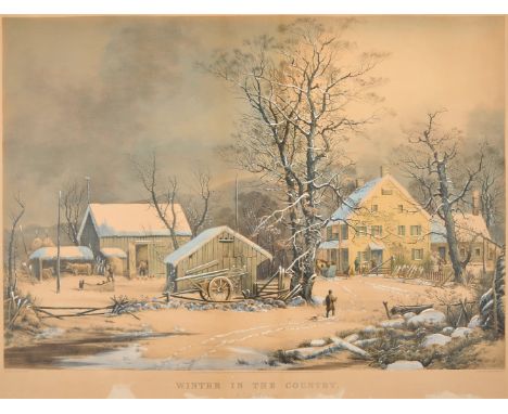 CURRIER and IVES, publishers -- After George H. DurrieWinter in the Country. A Cold Morning, 1864. (G. 7273). Lithograph with