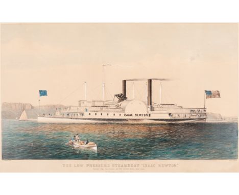 CURRIER and IVES, publishers -- After Charles ParsonsThe Low Pressure Steamboat "Isaac Newton." Passing the Palisades on the 