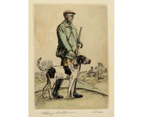 AFTER HENRY WILKINSON The Gamekeeper, colour engraving, 13.5 x 10cm