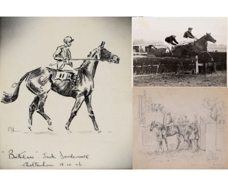 PETER BIEGEL 'Birthlaw coming in after winning, Taunton 8-3-46' Pencil sketch Signed and titled lower right 18.5cm x 22cm Tog