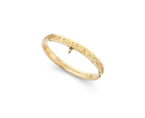  A Victorian bangle for Clan Robertson, circa 1880s  Of hinged design, with applied lettering to front half reading Virtutis 