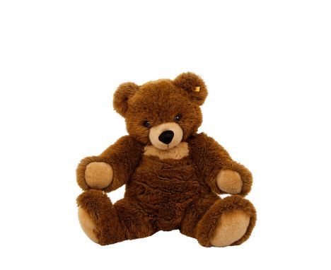 STEIFF großer Teddy 'Molly', 1980er Jahre, brauner Webpelz, mollig weich, waschbar, Knopf, Fahne und zur Hälfte auch das Brus
