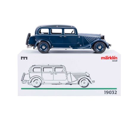 MÄRKLIN Pullmann Limousine 19032 dunkelblaue Limousine mit Uhrwerkmotor, Frontbeleuchtung, Fahrertür zum Öffnen, Fkt. nicht g
