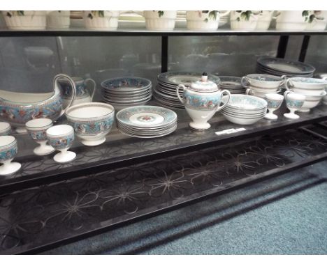 Wedgwood - 88 pieces of Wedgwood Florentine pattern dinner ware. No. W2714 comprising plates, bowls, saucers, sauce-boat and 