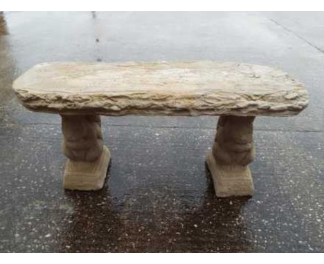 Garden Stoneware - a curved stone bench with plinths in the form of squirrels. Estimate £30 - £40 - This lot MUST be paid for