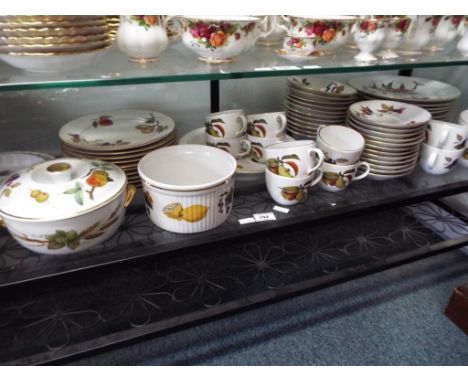Royal Worcester - 65 pieces of Royal Worcester tableware in the Evesham pattern to include plates, cups, saucers, bowls, serv