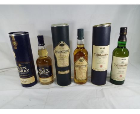 Scotch Single Malt Whisky - Select Auchentoshan, Lowland single malt, Dalmuir, 700 ml, 40% vol in tube, Tullibardine vintage 