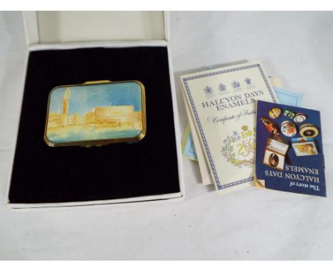 Halcyon Days Enamels - Halcyon Days Enamelled trinket box decorated with The Campanile and Doge's Palace inspired by the 1819