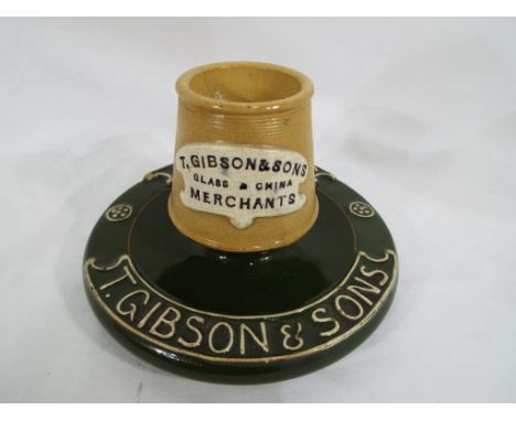 A Lovatt Langley Mill ceramic match striker adverting T. Gibbons & Sons Glass and China Merchants of Southport, approximate h
