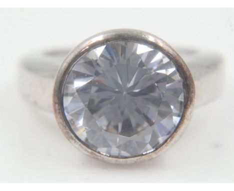Fiorelli silver ring, hallmarked, with large central stone, size K, boxed. UK P&amp;P Group 0 (£6+VAT for the first lot and £