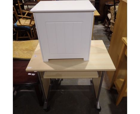 Office desk with sliding keyboard shelf and set of white drawers. Not available for in-house P&amp;P 