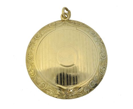 An American 14K compact pendant. Of typical design, by R. Blackington &amp; Co., stamped 14K, numbered 5979, length 5cm, gros