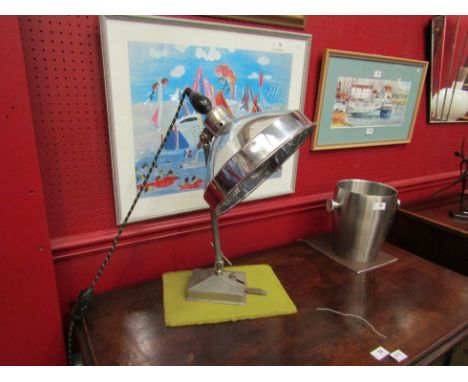 An Art Deco chrome and nickel plated heat ray lamp with original bulb, 53cm tall 