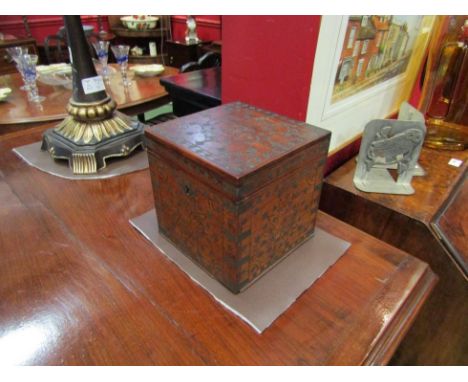 An Eastern hardwood trinket box with metal inlay 