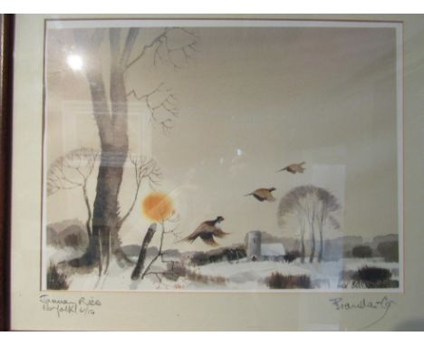 HUGH BRANDON-COX: 'January Rise Norfolk' 61/150, limited edition print, framed and glazed, 27.5cm x 35.5cm 