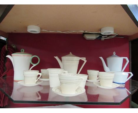 A Myott part coffee set, a Shelley coffee pot and Noritake coffee pot with cream jug 