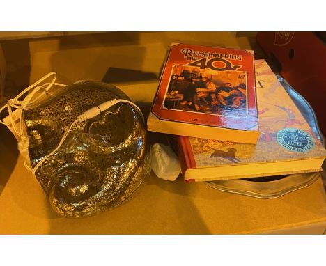 Elephant lamp, large pewter dish and Rupert book. Not available for in-house P&amp;P, contact Paul O'Hea at Mailboxes on 0192