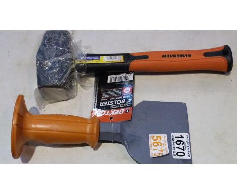 New old stock lump hammer and bolster chisel. Not available for in-house P&amp;P, contact Paul O'Hea at Mailboxes on 01925 65