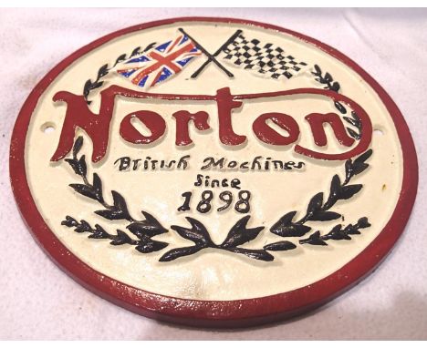 Cast iron Norton sign, 20 cm. P&amp;P Group 1 (£14+VAT for the first lot and £1+VAT for subsequent lots) 