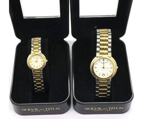 Solvil and Titus; His and Hers boxed wristwatches, require batteries. P&amp;P Group 1 (£14+VAT for the first lot and £1+VAT f