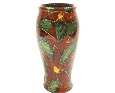 Anita Harris vase in the Poinsettia pattern, H: 18 cm. No cracks, chips or visible restoration. P&amp;P Group 1 (£14+VAT for 