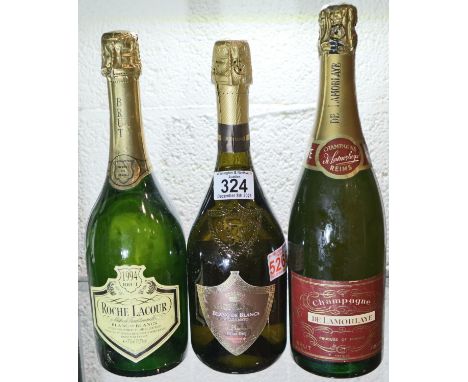 Blanc De Blancs 1994 Roche Lacour, NV Giordano and a bottle of NV De Lamorlaye (3). P&amp;P Group 3 (£25+VAT for the first lo